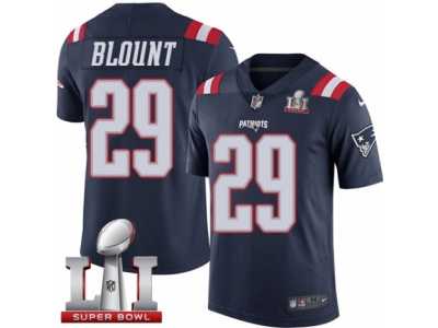 Men's Nike New England Patriots #29 LeGarrette Blount Limited Navy Blue Rush Super Bowl LI 51 NFL Jersey