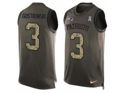 Men's Nike New England Patriots #3 Stephen Gostkowski Limited Green Salute to Service Tank Top NFL Jersey
