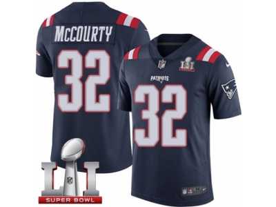 Men's Nike New England Patriots #32 Devin McCourty Limited Navy Blue Rush Super Bowl LI 51 NFL Jersey
