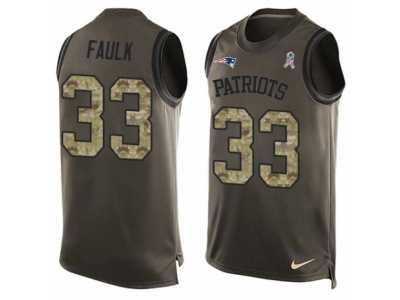 Men's Nike New England Patriots #33 Kevin Faulk Limited Green Salute to Service Tank Top NFL Jersey
