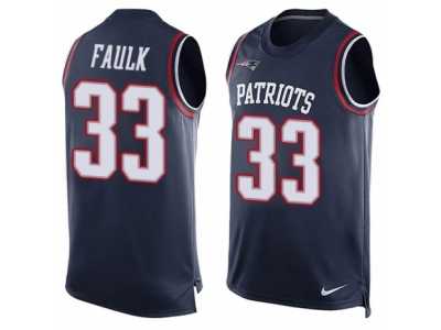 Men's Nike New England Patriots #33 Kevin Faulk Limited Navy Blue Player Name & Number Tank Top NFL Jersey