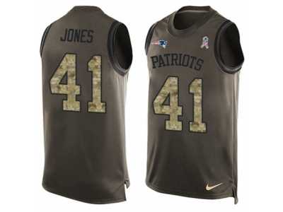 Men's Nike New England Patriots #41 Cyrus Jones Limited Green Salute to Service Tank Top NFL Jersey