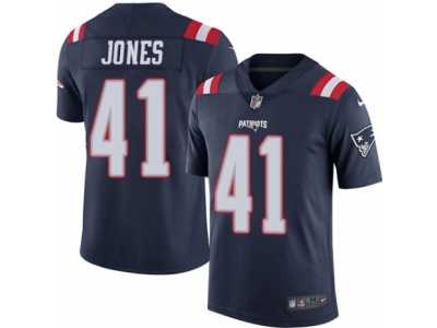 Men's Nike New England Patriots #41 Cyrus Jones Limited Navy Blue Rush NFL Jersey