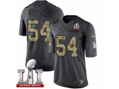Men's Nike New England Patriots #54 Tedy Bruschi Limited Black 2016 Salute to Service Super Bowl LI 51 NFL Jersey