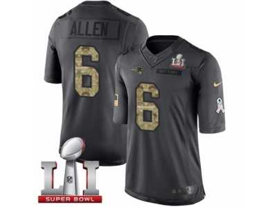 Men's Nike New England Patriots #6 Ryan Allen Limited Black 2016 Salute to Service Super Bowl LI 51 NFL Jersey