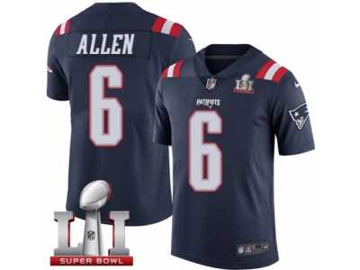 Men's Nike New England Patriots #6 Ryan Allen Limited Navy Blue Rush Super Bowl LI 51 NFL Jersey