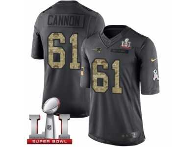 Men's Nike New England Patriots #61 Marcus Cannon Limited Black 2016 Salute to Service Super Bowl LI 51 NFL Jersey
