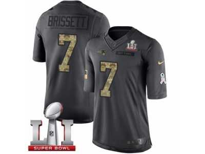Men's Nike New England Patriots #7 Jacoby Brissett Limited Black 2016 Salute to Service Super Bowl LI 51 NFL Jersey