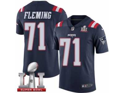 Men's Nike New England Patriots #71 Cameron Fleming Limited Navy Blue Rush Super Bowl LI 51 NFL Jersey