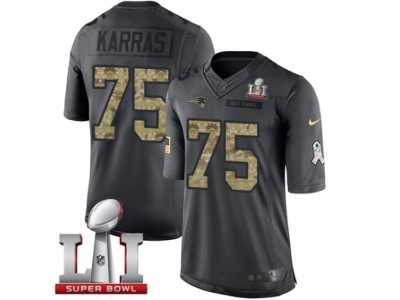 Men's Nike New England Patriots #75 Ted Karras Limited Black 2016 Salute to Service Super Bowl LI 51 NFL Jersey