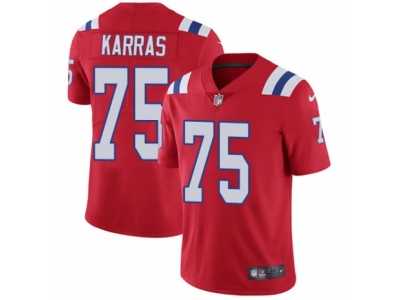 Men's Nike New England Patriots #75 Ted Karras Vapor Untouchable Limited Red Alternate NFL Jersey