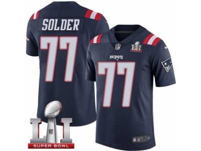 Men's Nike New England Patriots #77 Nate Solder Limited Navy Blue Rush Super Bowl LI 51 NFL Jersey