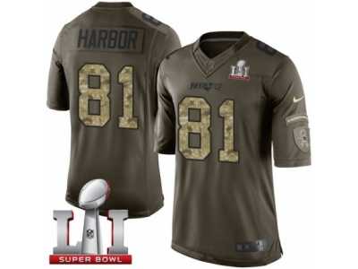 Men's Nike New England Patriots #81 Clay Harbor Limited Green Salute to Service Super Bowl LI 51 NFL Jersey