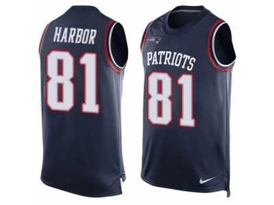 Men's Nike New England Patriots #81 Clay Harbor Limited Navy Blue Player Name & Number Tank Top NFL Jersey