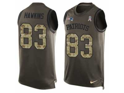 Men's Nike New England Patriots #83 Lavelle Hawkins Limited Green Salute to Service Tank Top NFL Jersey