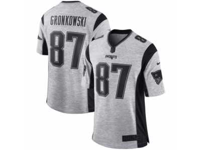 Men's Nike New England Patriots #87 Rob Gronkowski Limited Gray Gridiron II NFL Jersey
