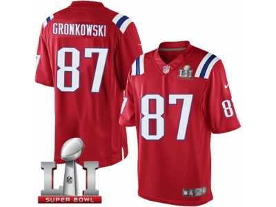 Men's Nike New England Patriots #87 Rob Gronkowski Limited Red Alternate Super Bowl LI 51 NFL Jersey