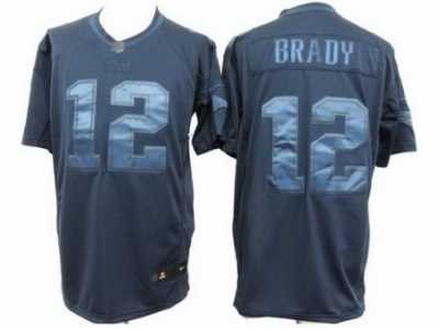 Nike New England Patriots #12 Tom Brady Blue Jerseys(Drenched Limited)