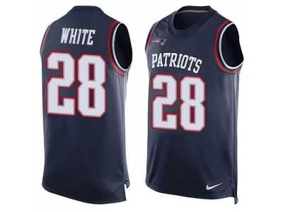 Nike New England Patriots #28 James White Navy Blue Team Color Men's Stitched NFL Limited Tank Top Jersey
