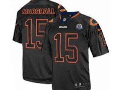 Nike Bears #15 Brandon Marshall Lights Out Black With Hall of Fame 50th Patch NFL Elite Jersey