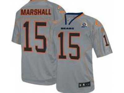 Nike Bears #15 Brandon Marshall Lights Out Grey With Hall of Fame 50th Patch NFL Elite Jersey