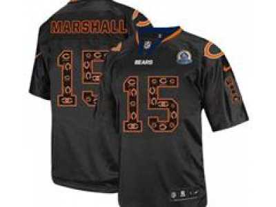 Nike Bears #15 Brandon Marshall New Lights Out Black With Hall of Fame 50th Patch NFL Elite Jersey