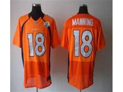 Nike Broncos #18 Peyton Manning Orange With Hall of Fame 50th Patch NFL Elite Jersey