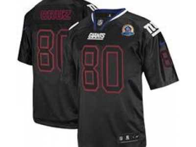 Nike Giants #80 Victor Cruz Lights Out Black With Hall of Fame 50th Patch NFL Elite Jersey