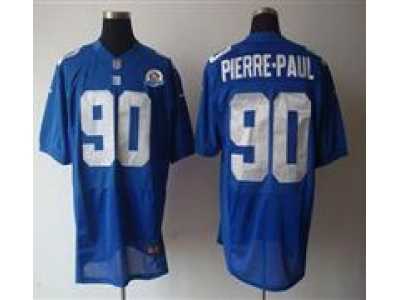 Nike Giants #90 Jason Pierre-Paul Royal With Hall of Fame 50th Patch NFL Elite Jersey