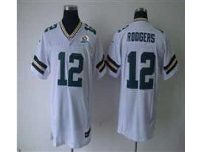 Nike Packers #12 Aaron Rodgers White With Hall of Fame 50th Patch NFL Elite Jersey