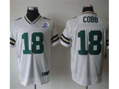Nike Packers #18 Randall Cobb White With Hall of Fame 50th Patch NFL Elite Jersey