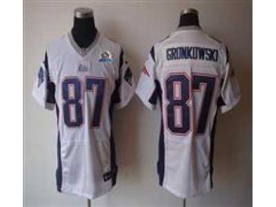 Nike Patriots #87 Rob Gronkowski White With Hall of Fame 50th Patch NFL Elite Jersey