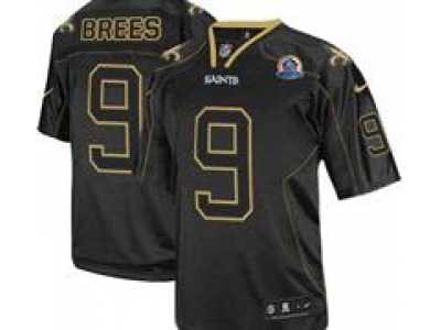 Nike Saints #9 Drew Brees Lights Out Black With Hall of Fame 50th Patch NFL Elite Jersey