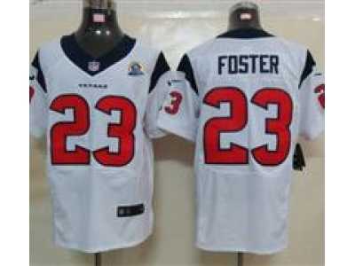Nike Texans #23 Arian Foster White With Hall of Fame 50th Patch NFL Elite Jersey