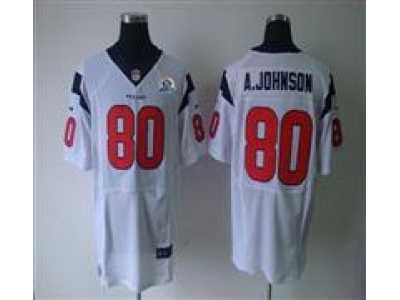 Nike Texans #80 Andre Johnson White With Hall of Fame 50th Patch NFL Elite Jersey