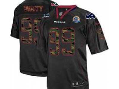 Nike Texans #99 J.J. Watt Black(Camo Number) With Hall of Fame 50th Patch NFL Elite Jersey