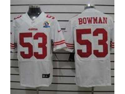 Nike 49ers #53 NaVorro Bowman White With Hall of Fame 50th Patch NFL Elite Jersey