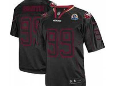 Nike 49ers #99 Aldon Smith Lights Out Black With Hall of Fame 50th Patch NFL Elite Jersey