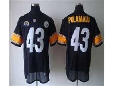 Nike Steelers #43 Troy Polamalu Black With Hall of Fame 50th Patch NFL Elite Jersey