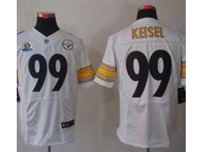 Nike Steelers #99 Brett Keisel White With Hall of Fame 50th Patch NFL Elite Jersey