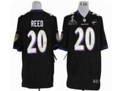 2013 Nike Super Bowl XLVII NFL Baltimore Ravens #20 Ed Reed black jerseys(Game Art Patch)