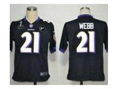 2013 Nike Super Bowl XLVII NFL Baltimore Ravens #21 webb black jerseys(Game Art Patch)