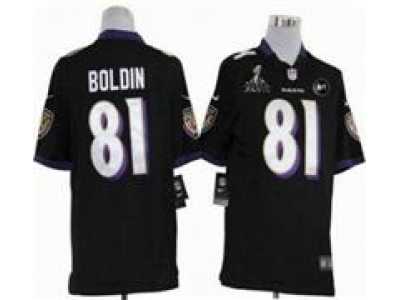 2013 Nike Super Bowl XLVII NFL Baltimore Ravens #81 Anquan Boldin Black jerseys(Game Art Patch)
