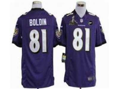 2013 Nike Super Bowl XLVII NFL Baltimore Ravens #81 Anquan Boldin purple jerseys(Game Art Patch)