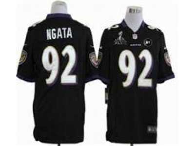 2013 Nike Super Bowl XLVII NFL Baltimore Ravens #92 Haloti Ngata black jerseys(Game Art Patch)