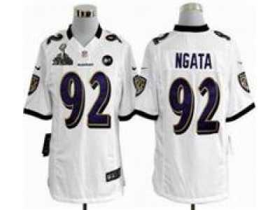 2013 Nike Super Bowl XLVII NFL Baltimore Ravens #92 Haloti Ngata white jerseys(Game Art Patch)