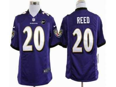 Nike Baltimore Ravens #20 Ed Reed purple jerseys[game Art Patch]