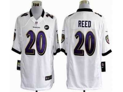 Nike Baltimore Ravens #20 Ed Reed white jerseys[game Art Patch]