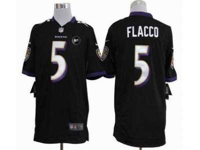 Nike Baltimore Ravens #5 Joe Flacco black jerseys[game Art Patch]