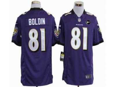 Nike Baltimore Ravens #81 Anquan Boldin purple jerseys[game Art Patch]
